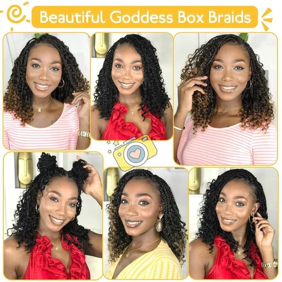 14 Inch Synthetic Crochet Box Braids 9 Packs Curly Ends Natural Brown